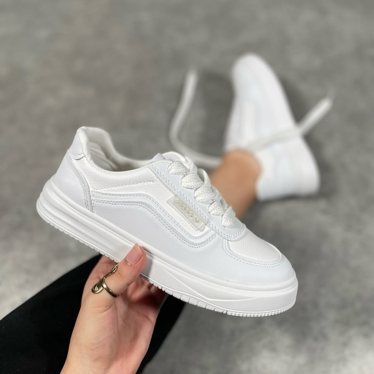 ونس ساده زنانه،ونس سفید سلوین،کفش ونس تخت