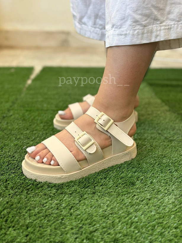 صندل کرمی دخترانه،صندل تابستانه لژدار